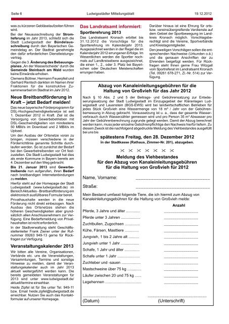 Mitteilungsblatt Aktuelle Ausgabe - Ludwigsstadt