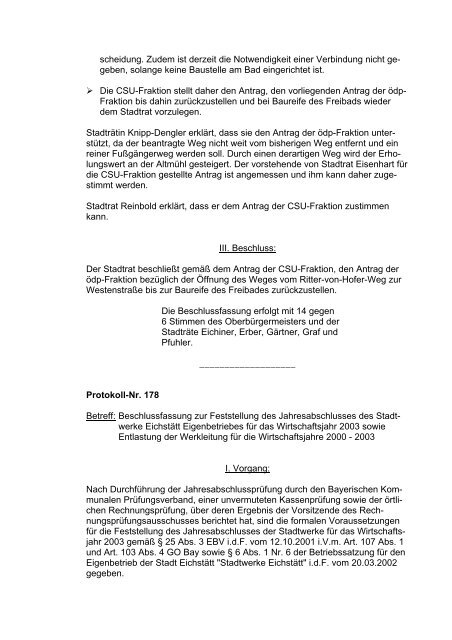 Öffentliche Sitzung des Stadtrates am 28.09.2006 - Eichstätt