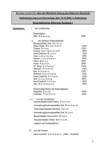 Niederschrift der Sitzung vom 18.12.2008 - Katlenburg-Lindau