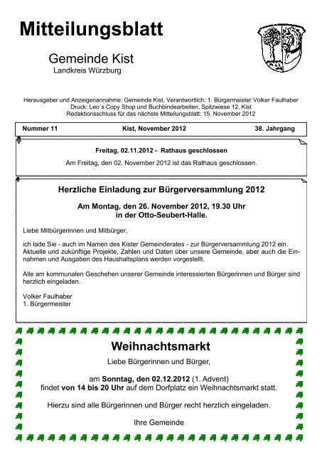 Mitteilungsblatt November 2012 - Gemeinde Kist