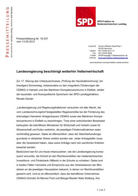 Pressemitteilung im PDF-Format - SPD-Fraktion im ...