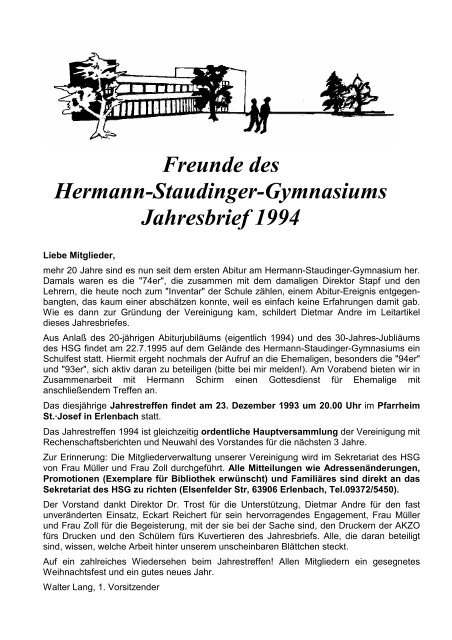 Jahresbrief 1994 - Freunde des HSG