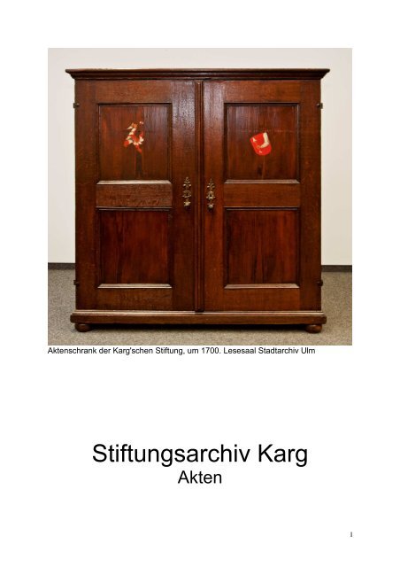 Stiftungsarchiv Karg - Stadtarchiv Ulm