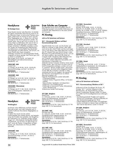 S 1-11 Intro - Inhaltsverzeichnis 2-08.qxd - VHS Landkreis Rastatt