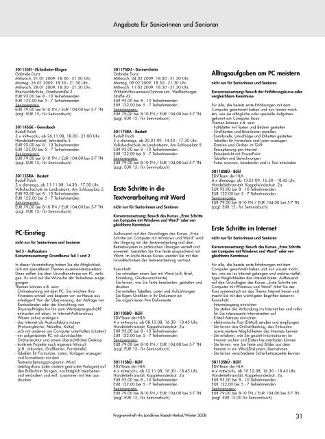S 1-11 Intro - Inhaltsverzeichnis 2-08.qxd - VHS Landkreis Rastatt