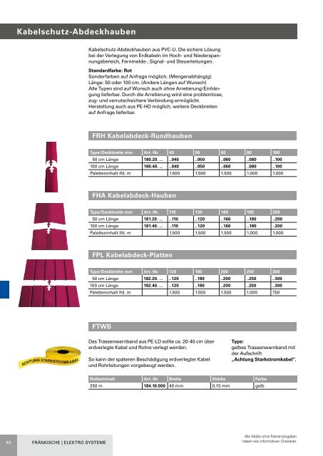 FRÄNKISCHE Elektro Systeme Hauptkatalog Deutschland