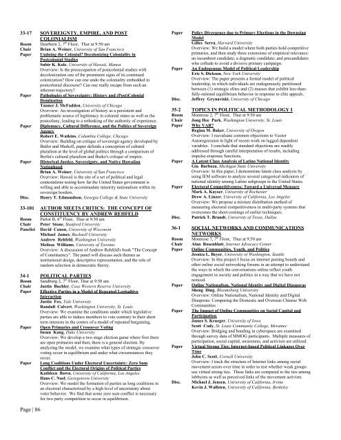 2007 Conference Program - Midwest Political Science Association