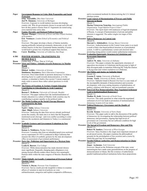 2007 Conference Program - Midwest Political Science Association