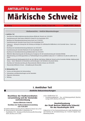 Ausgabe Mai 2010 - Amt Märkische Schweiz