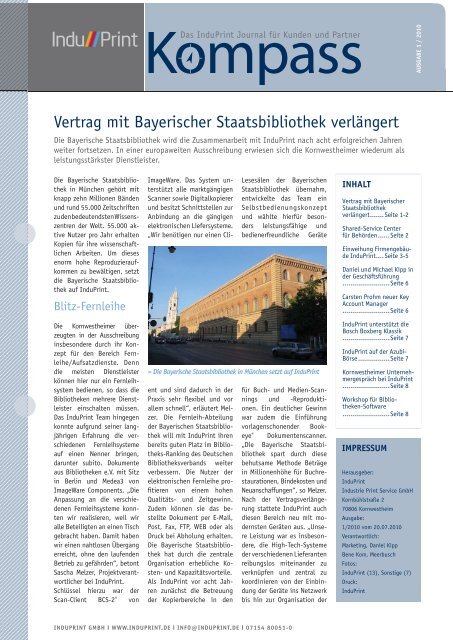 Vertrag mit Bayerischer Staatsbibliothek verlängert - Bene Kom