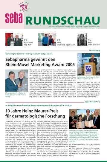 Sebapharma gewinnt den Rhein-Mosel Marketing Award 2006