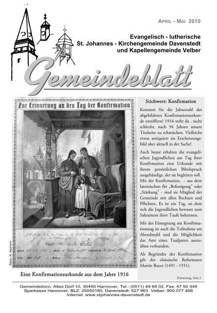 Evangelisch - lutherische St. Johannes - Kirchengemeinde - Ev.-luth ...