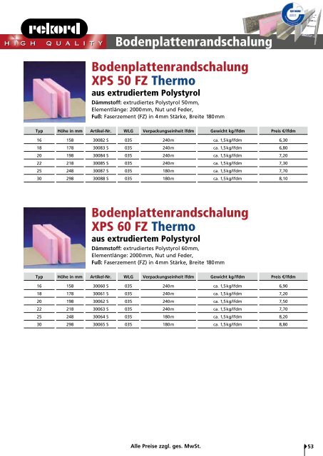 Lieferprogramm Preisliste 05.2012 - Rekord Holzmann