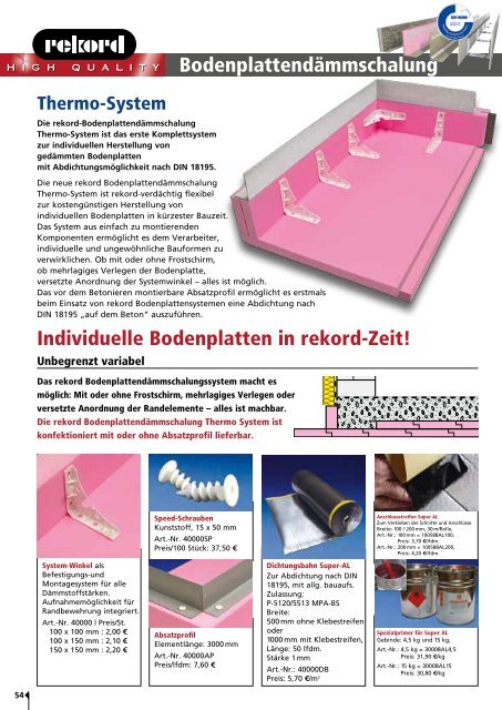 Lieferprogramm Preisliste 05.2012 - Rekord Holzmann