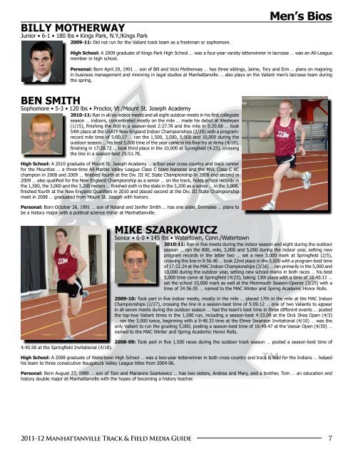 2011-12 Media Guide - Manhattanville College Athletics