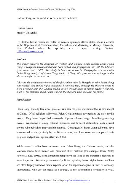 Falun Gong in the media: What can we believe? - Massey University