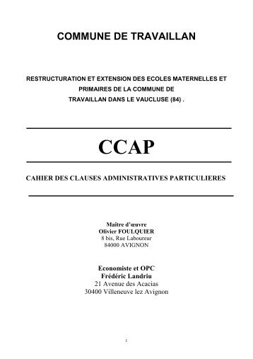 ccap cahier des clauses administratives particulieres - Mairie de ...