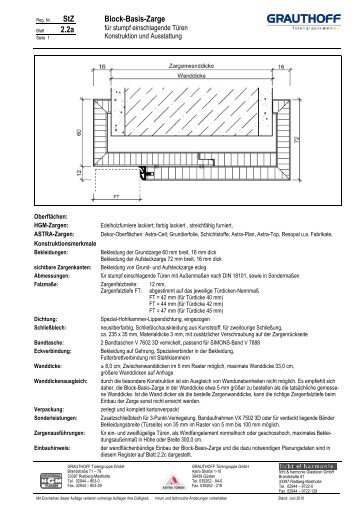 StZ 2.2a Block-Basis-Zarge - Grauthoff Türengruppe