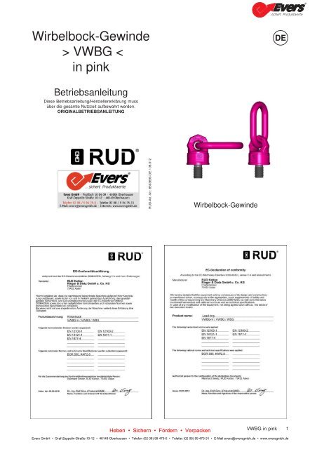 Betriebsanleitung RUD VWBG Deutsch - Evers GmbH