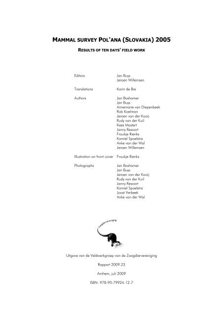 Mammal survey Pol'ana - De Zoogdiervereniging