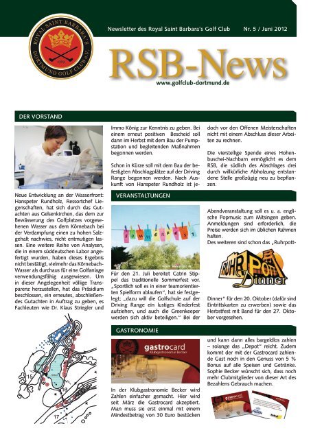 Nr. 5 / Juni 2012 Newsletter des Royal Saint Barbara's Golf Club ...