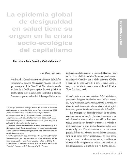 Salud y medio ambiente - Ecología Política