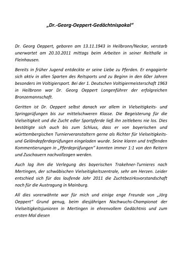 Dr. Georg Oeppert Gedächtnispokal Vorwort - Friesenpferde ...
