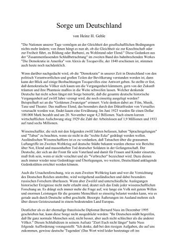 Dr. Heinz H. Gehle: Sorge um Deutschland - Deutschland Journal