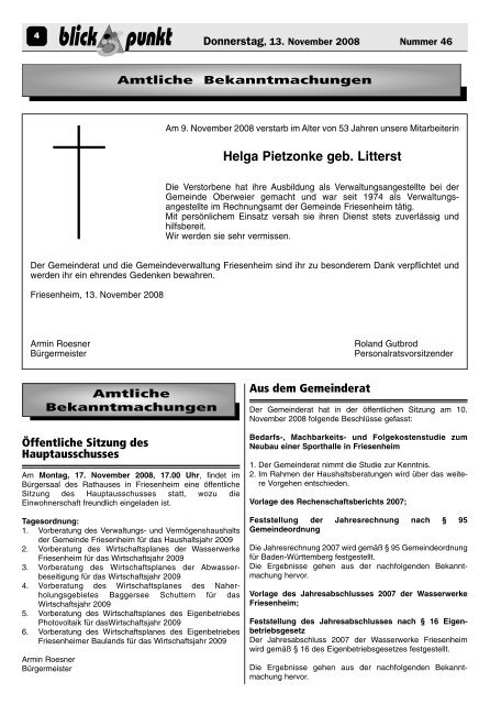 Mitteilungsblatt - Friesenheim