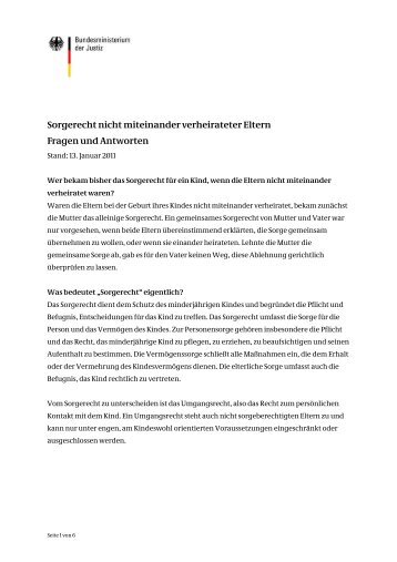 sorgerecht bei nicht verheirateten