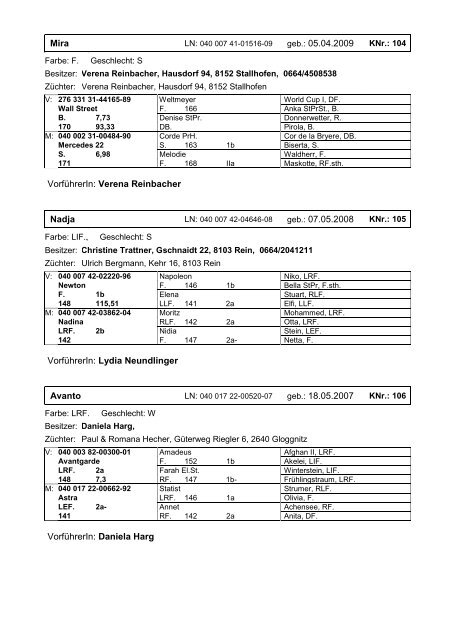 1. Umgänglichkeitsprüfung für Zucht - Pferdezucht-Austria