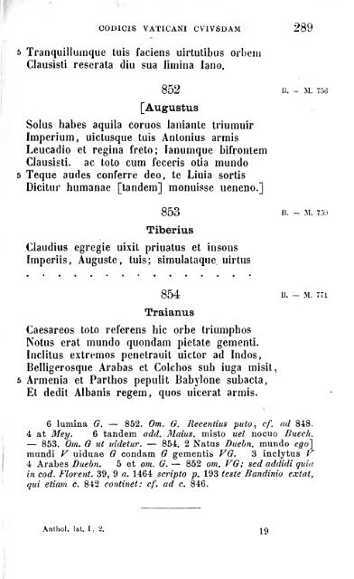 Anthologia latina sive poesis latinae ... - Centro Michels