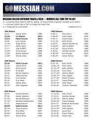 MESSIAH COLLEGE OUTDOOR TRACK & FIELD — WOMEN'S ALL ...