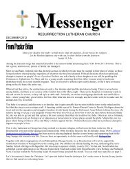 The Messenger - December 2012 - Resurrection Lutheran Church