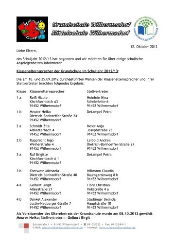 Elternbrief vom Oktober 2012 - Grund- und Mittelschule Wilhermsdorf