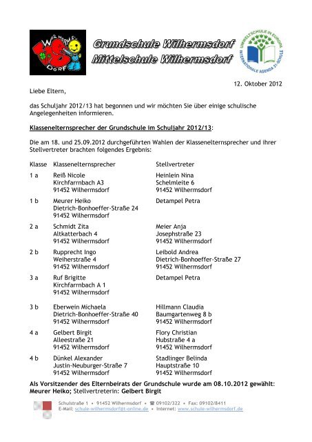 Elternbrief vom Oktober 2012 - Grund- und Mittelschule Wilhermsdorf