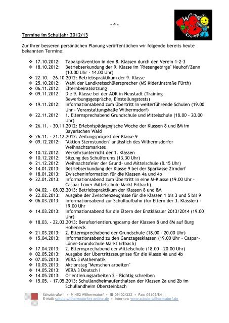 Elternbrief vom Oktober 2012 - Grund- und Mittelschule Wilhermsdorf