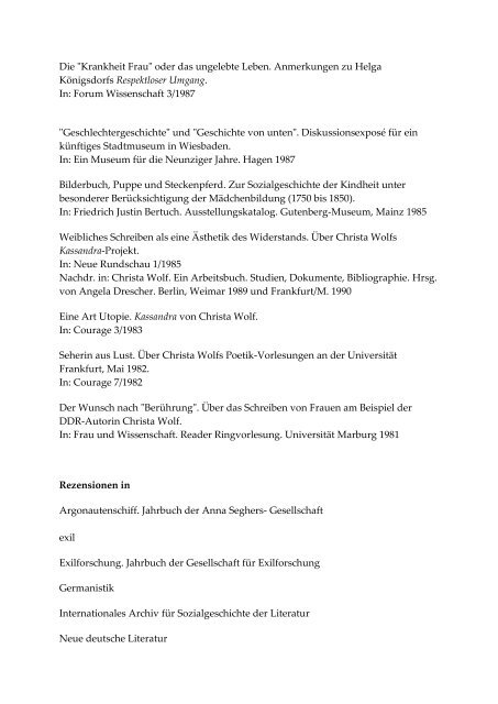 pdf: Beiträge 1981-2001 & Rezensionen - Sonja Hilzinger