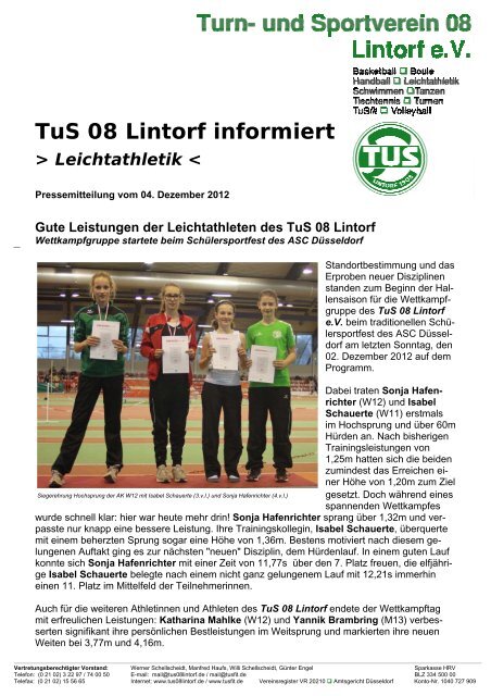 TuS 08 Lintorf informiert > Leichtathletik - TUS 08 Lintorf e.V.