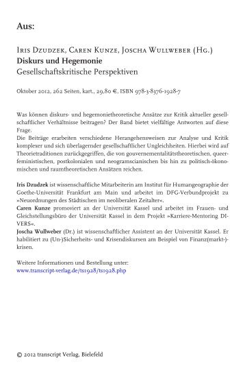 Iris Dzudzek, Caren Kunze, Joscha Wullweber ... - transcript Verlag