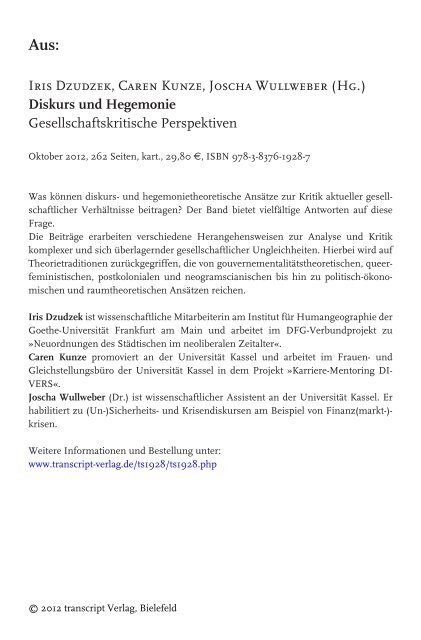 Iris Dzudzek, Caren Kunze, Joscha Wullweber ... - transcript Verlag