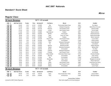 Standard 1 Score Sheet #Error AAC 2007 Nationals Regular Class ...