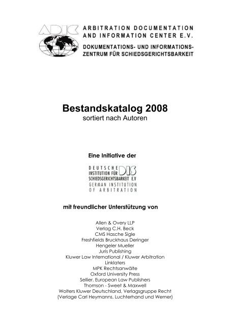 Bestandskatalog 2008 - ADIC