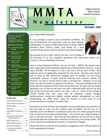 Sept 09 newsletter color - Minnesota Music Teachers Association