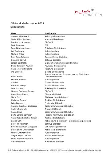 Se deltagerlisten - Kulturstyrelsen