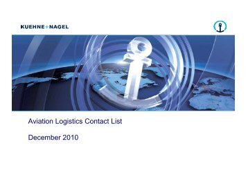 Aviation Logistics Contact List December 2010 - Kuehne + Nagel