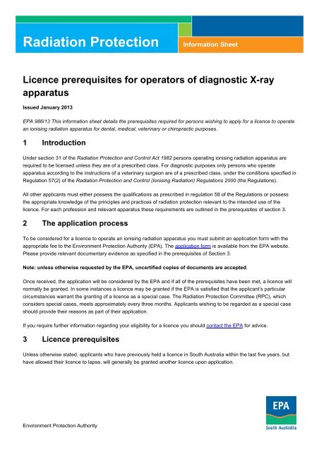 Licence prerequisites for operators of - EPA - SA.gov.au