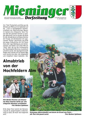 Mieminger Dorfzeitung Oktober 2003 (0 bytes) - Gemeinde Mieming