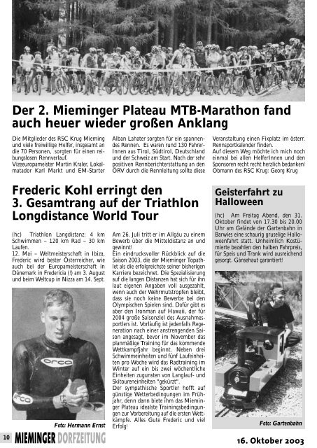 Mieminger Dorfzeitung Oktober 2003 (0 bytes) - Gemeinde Mieming