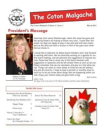 The Coton Malgache - Canadian Coton De Tulear Club